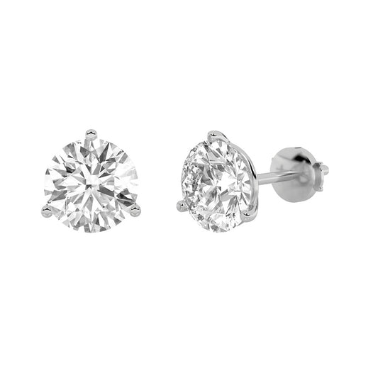 0.5CTW Round Shaped Lab Grown Diamond (G/VS) Three Prong Martini Stud Earrings in 14K Gold