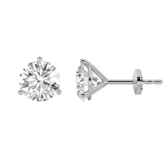 1.5Cttw Round Shaped Lab Grown Diamond (F/VS) Martini Stud Earrings in 14K White Gold