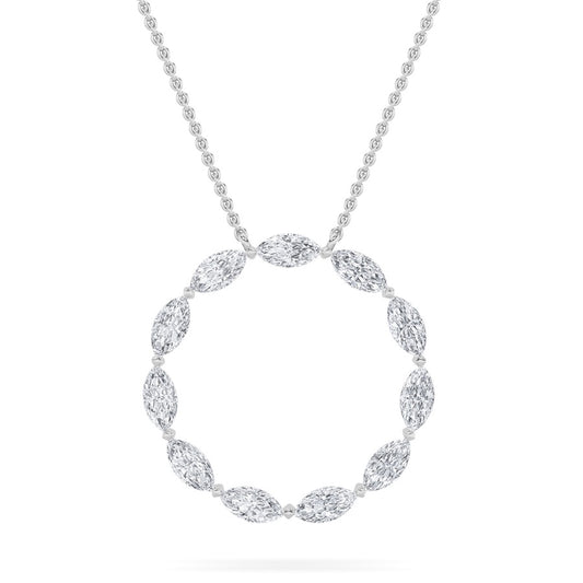 2.25CTW Marquise Shaped Lab Grown Diamond (F/VS) Circle Necklace in 14K Gold
