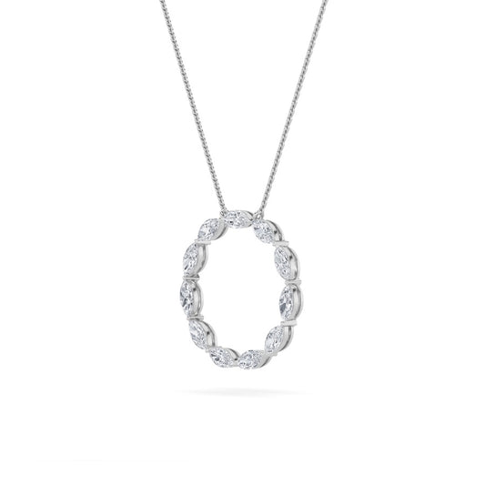 2.25CTW Marquise Shaped Lab Grown Diamond (F/VS) Circle Necklace in 14K Gold