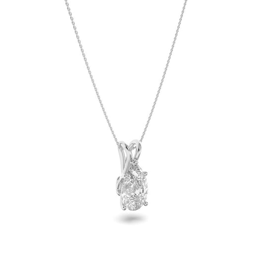 2CTW Pear Shaped Lab Grown Diamond (F/VS) Split Bale Solitaire Pendant in 14K Gold