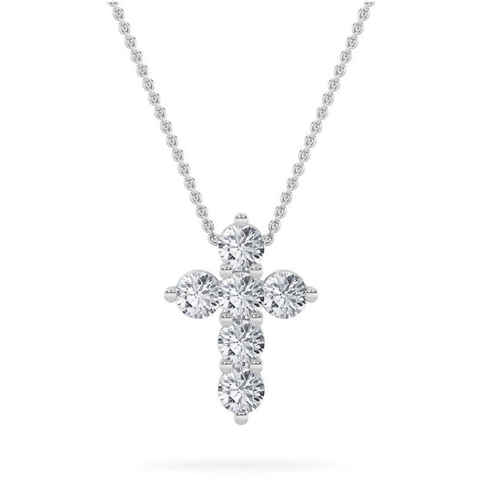 1.5CTW Round Shaped Lab Grown Diamond (F/VS) Cross Pendant in 14K Gold