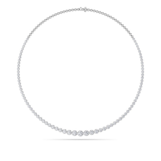 15CTW Round Shaped Lab Grown Diamond (F/VS) Graduating Half Riviera Necklace in 14K Gold