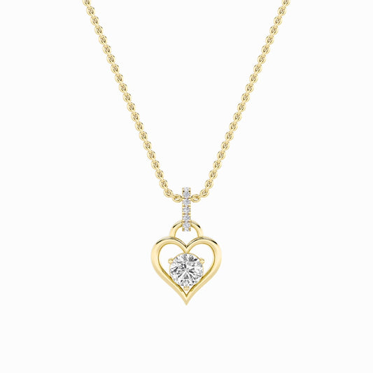 1.5CTW Round Shaped Lab Grown Diamond (F/VS) Heart Shaped Pendant in 14K Gold