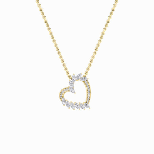 2.5CTW Marquise Shaped Lab Grown Diamond (F/VS) Heart Shaped Pendant in 14K Gold
