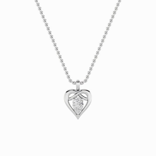 2CTW Pear Shaped Lab Grown Diamond (F/VS) Heart Shaped Pendant in 14K Gold
