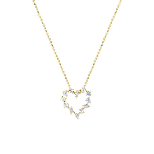 2.5CTW Emerald Shaped Lab Grown Diamond (F/VS) Heart Shaped Pendant in 14K Gold