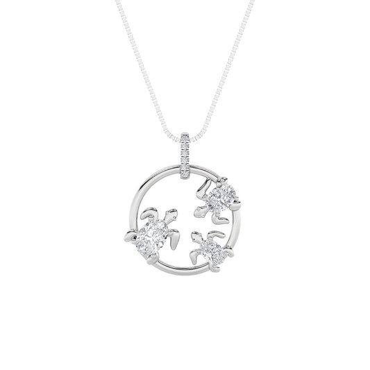 2CTW Oval Shaped Lab Grown Diamond (F/VS) Baby Turtle Pendant in 14K Gold