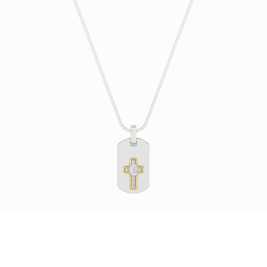 1CTW Emerald Shaped Lab Grown Diamond (F/VS) Dog Tag Pendant in 14K Gold