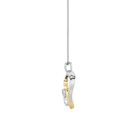 1CTW Oval Shaped Lab Grown Diamond (F/VS) Heart Shaped Pendant in 14K Gold