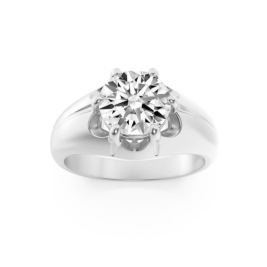 2Cttw Round Shaped Lab Grown Diamond (F/VS) Mens Ring in 14K Gold