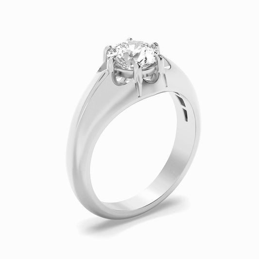 2Cttw Round Shaped Lab Grown Diamond (F/VS) Mens Ring in 14K Gold