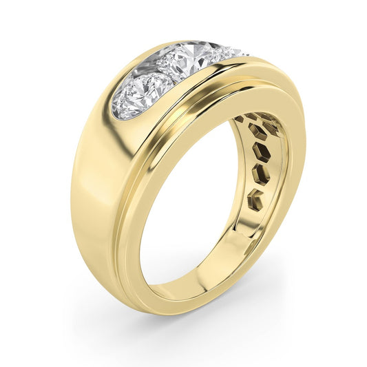 3Cttw Round Shaped Lab Grown Diamond (G/VS) Mens Ring in 14K Gold