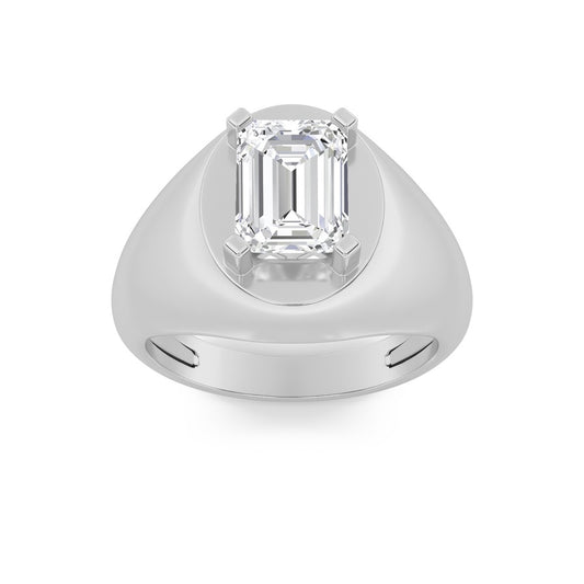 3Cttw Emerald Shaped Lab Grown Diamond (F/VS) Men's Ring in 14K Gold
