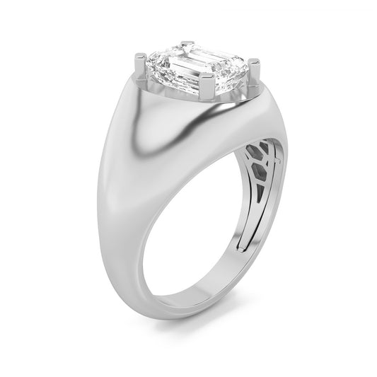 3Cttw Emerald Shaped Lab Grown Diamond (F/VS) Men's Ring in 14K Gold
