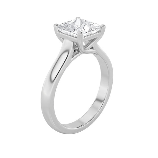 2Cttw Princess Shaped Lab Grown Diamond (F/VS) Plain Cathedral Trellis Shank Solitaire Engagement Ring in 14K Gold