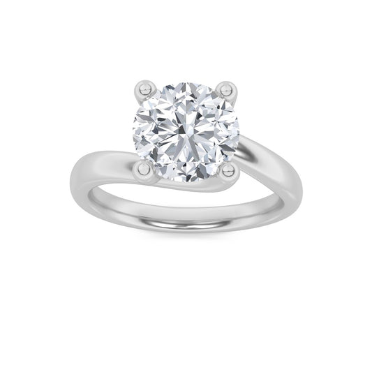 1Cttw Round Shaped Lab Grown Diamond (F/VS) Bypass Shank Engagement Ring in 14K Gold