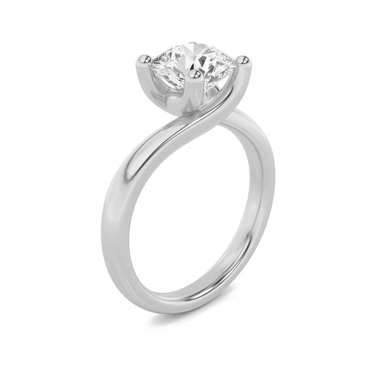1Cttw Round Shaped Lab Grown Diamond (F/VS) Bypass Shank Engagement Ring in 14K Gold