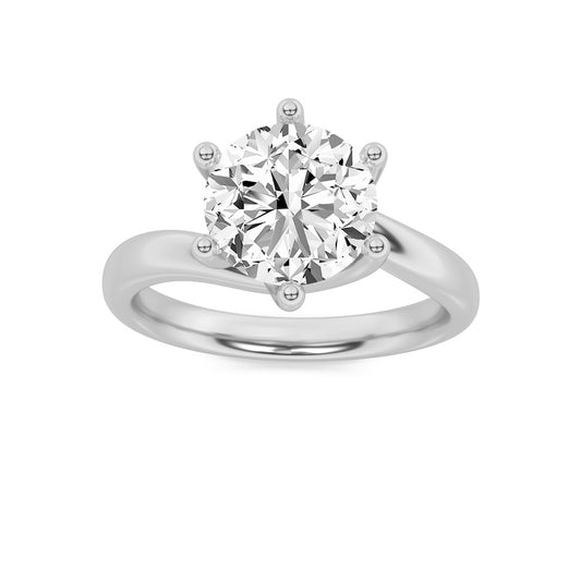 1Cttw Round Shaped Lab Grown Diamond (F/VS) Bypass Shank Engagement Ring in 14K Gold