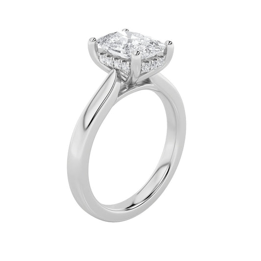 2Cttw Elongated Cushion Shaped Lab Grown Diamond (F/VS) Classic Cathedral Shank Engagement Ring in 14K Gold