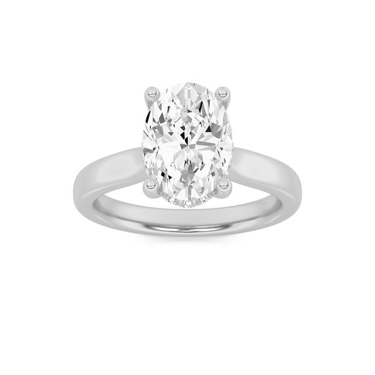 1.5Cttw Oval Shaped Lab Grown Diamond (F/VVS) Hidden Halo Cathedral Shank Engagement Ring in 14K Gold