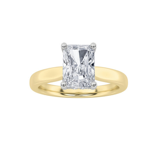 1.5Cttw Radiant Shaped Lab Grown Diamond (F/VVS) Hidden Halo Cathedral Shank Engagement Ring in 14KGold