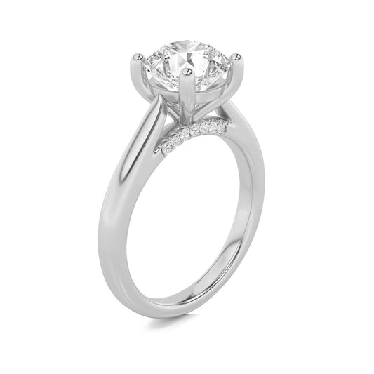 1Cttw Round Shaped Lab Grown Diamond (F/VS) Accented Enagement Ring in 14K Gold