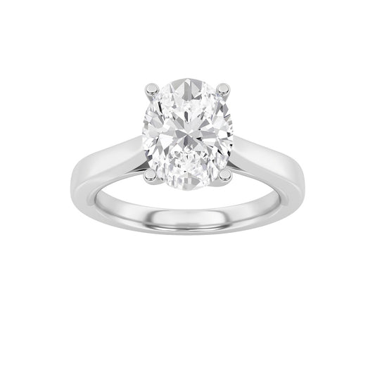 3Cttw Oval Shaped Lab Grown Diamond (G/VS) Twisted Basket Cathedral Shank Solitaire Ring in 14K Gold