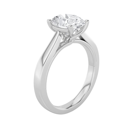 3Cttw Oval Shaped Lab Grown Diamond (G/VS) Twisted Basket Cathedral Shank Solitaire Ring in 14K Gold