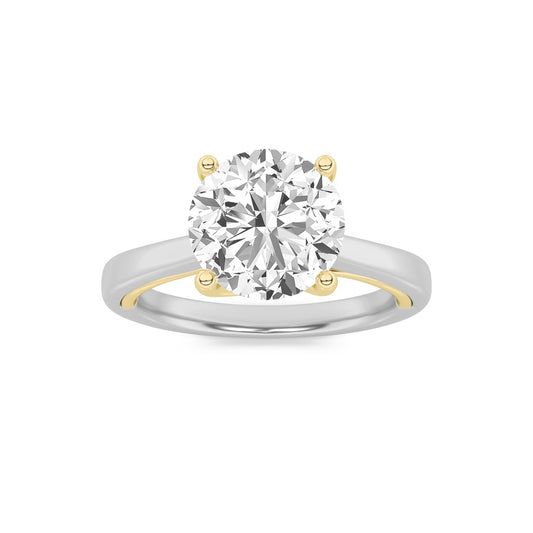 2Cttw Round Shaped Lab Grown Diamond (F/VS) Two Tone Twisted Basket Cathedral Shank Solitaire Ring in 14K Gold