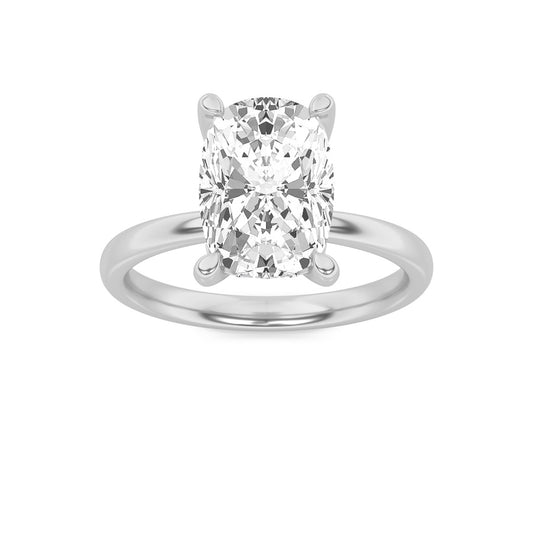 2.5Cttw Elongated Cushion Shaped Lab Grown Diamond (G/VS) Hidden Halo Petite Shank Ring in 14K Gold