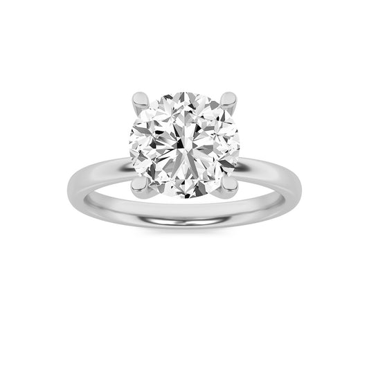 2Cttw Round Shaped Lab Grown Diamond (F/VS) Hidden Halo Petite Shank Ring in 14K Gold