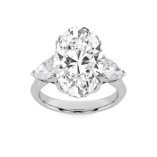 6.5CTW Oval Shaped Lab Grown Diamond (F/VS) Bold Statement Accented Ring in 14K Gold