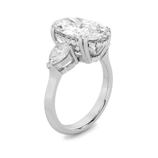 6.5CTW Oval Shaped Lab Grown Diamond (F/VS) Bold Statement Accented Ring in 14K Gold