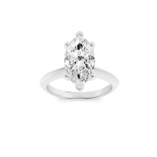 3Cttw Marquise Shaped Lab Grown Diamond (F/VS) Knife Edge Shank Solitaire Engagement Ring in 14K Gold