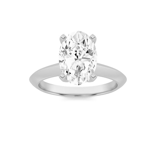 2Cttw Oval Shaped Lab Grown Diamond (F/VS) Knife Edge Shank Solitaire Engagement Ring in 14K Gold