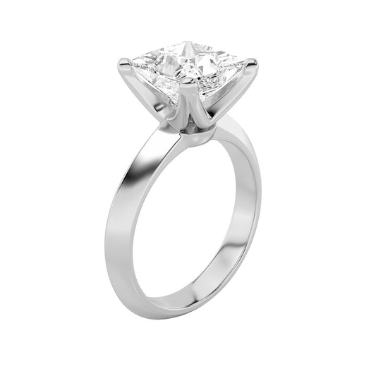3CTW Princess Shaped Lab Grown Diamond (F/VS) Knife Edge Shank Solitaire Engagement Ring in 14K Gold
