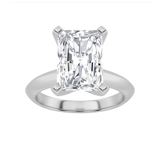 3CTW Radiant Shaped Lab Grown Diamond (F/VS) Knife Edge Shank Solitaire Engagement Ring in 14K Gold