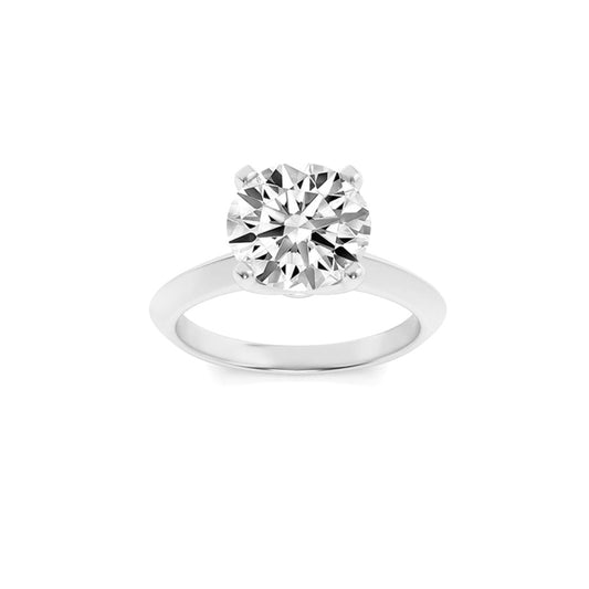 3CTW Round Shaped Lab Grown Diamond (F/VS) Knife Edge Shank Solitaire Engagement Ring in 14K Gold