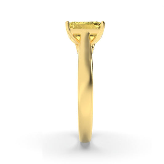 2CTW Radiant Shaped Lab Grown Diamond (F/VS) Accented Bridge Shank Engagement Ring in 14K Gold