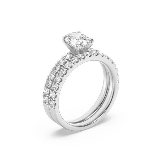 2Cttw Oval Shaped Lab Grown Diamond (F/VS) Classic Accented  Set With Band and Engagement Ring in 14K Gold