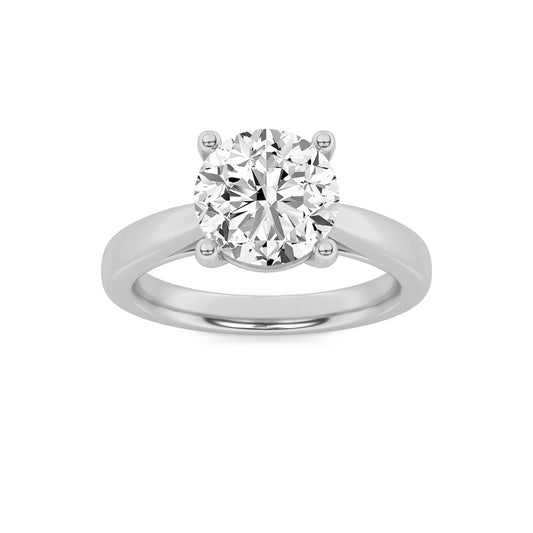 3CTW Round Shaped Lab Grown Diamond (F/VS) Classic Shank Solitaire Engagement Ring in 14K Gold
