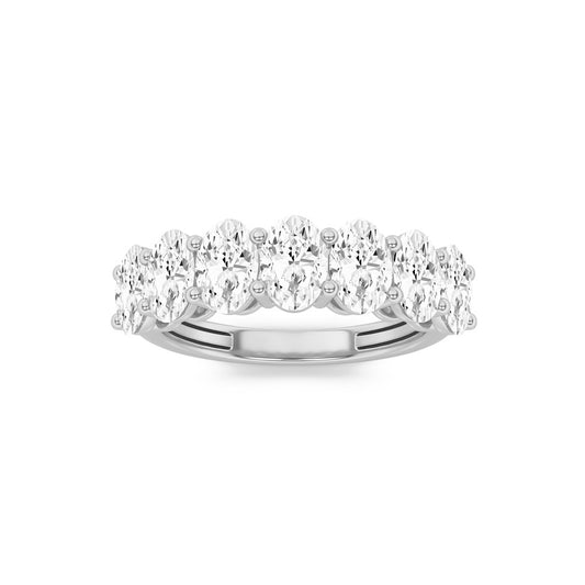 3CTW Oval Shaped Lab Grown Diamond (F/VS) Seven Stone Band Ring in 14K Gold