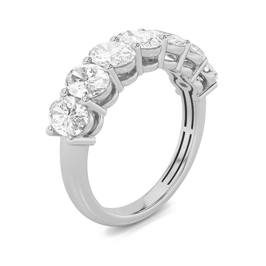 3CTW Oval Shaped Lab Grown Diamond (F/VS) Seven Stone Band Ring in 14K Gold