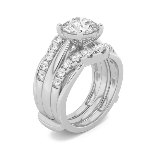 3Cttw Round Shaped Lab Grown Diamond (F/VS) Insert Jacket Ring in 14K Gold