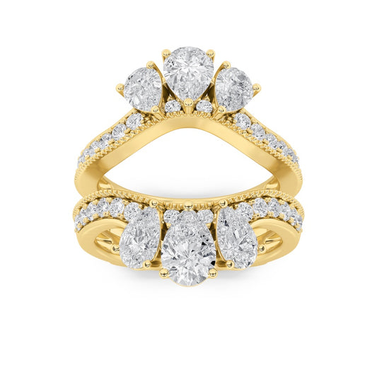 2Cttw Pear Shaped Lab Grown Diamond (F/VS) InsertJacket Ring in 14K Gold