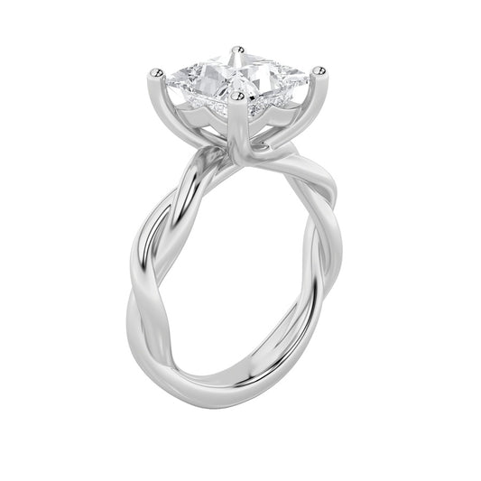 2Cttw Princess Shaped Lab Grown Diamond (F/VS) Twisted Shank Solitaire Engagement Ring in 14K Gold