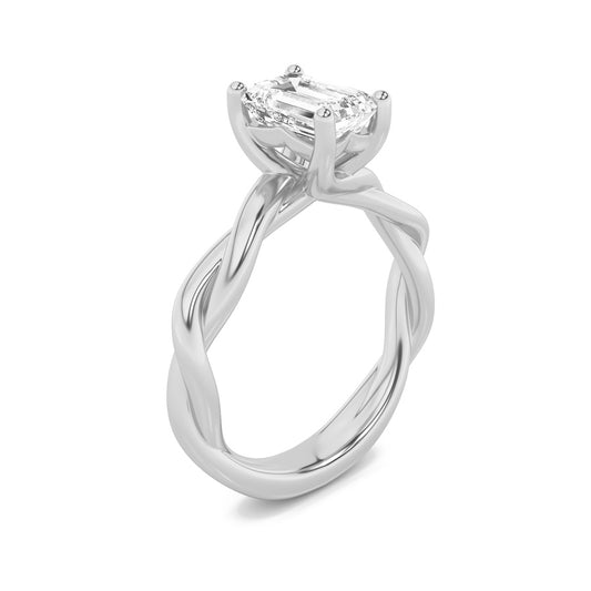 3Cttw Radiant Shaped Lab Grown Diamond (F/VS) Twisted Shank Solitaire Engagement Ring in 14K Gold