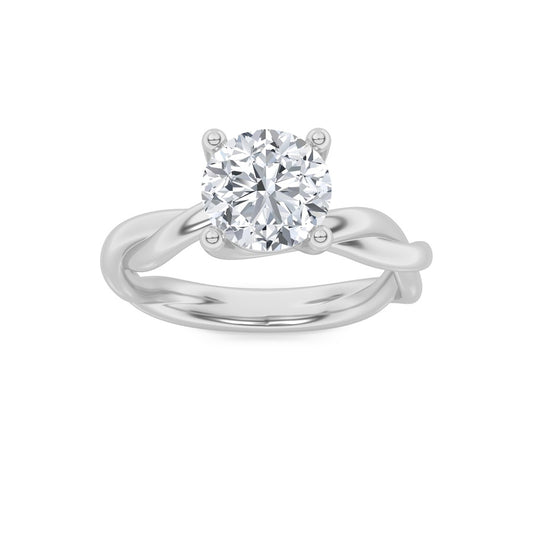 2.5Cttw Round Shaped Lab Grown Diamond (F/VS) Twisted Shank Solitaire Engagement Ring in 14K Gold