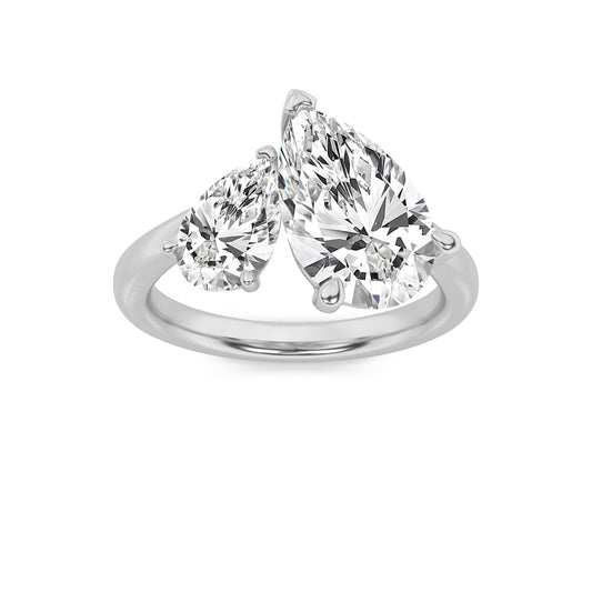 3Cttw Pear Shaped Lab Grown Diamond (F/VS) Toi etMoi Engagement Ring in 14K Gold